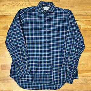 Ledbury Mens Blue Plaid Long Sleeve Button Down Size Medium